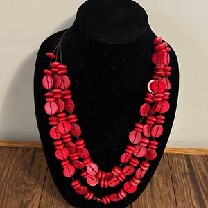 Vibrant Red Multi-Strand Necklace
